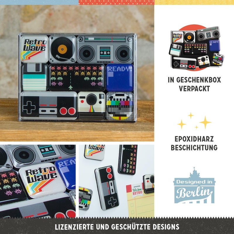 Nostalgic Art Nostalgic-Art Retro Fridge Magnets, 9 Pieces, Retro Wave Media â€“ Gift idea for Your Home, Magnet Set for Notice Board, Vintage Design - Image 2